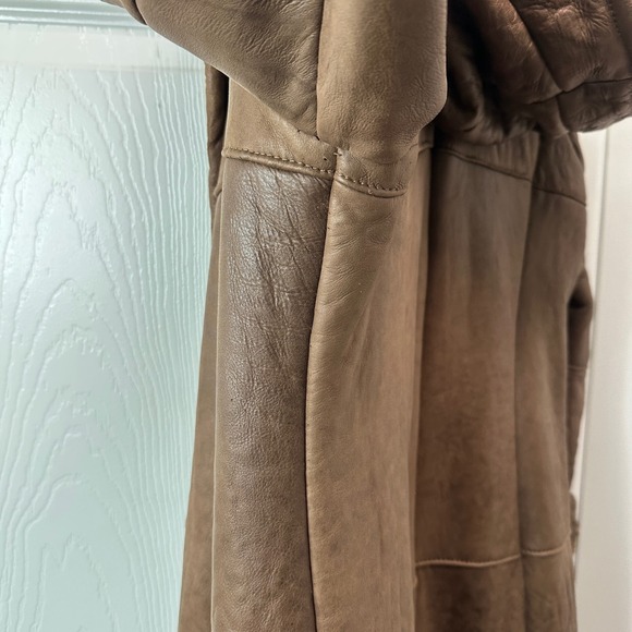 Vintage Womens L Brown 100% Curly Sheepskin Shearling Hooded Penny Lane Coat - Picture 9 of 9